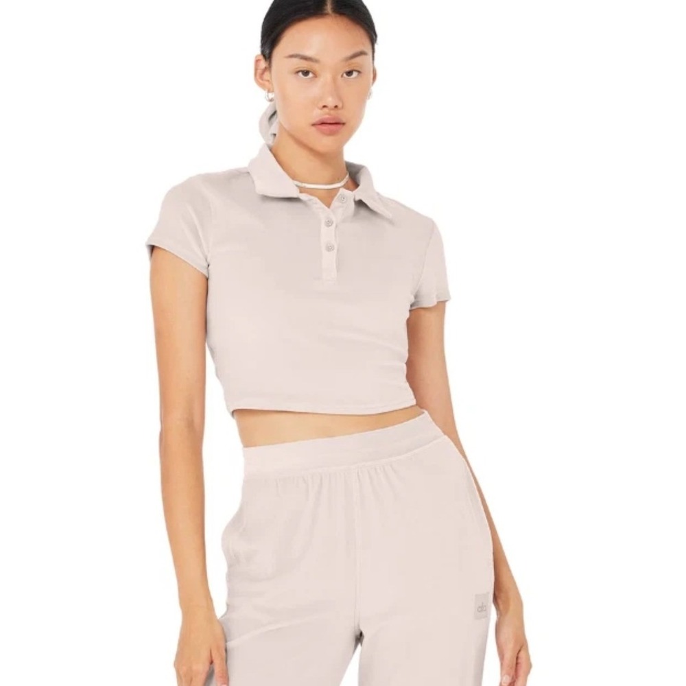 Alo Yoga Alosoft Crop Womens Medium Taupe Short Sleeve Activewear